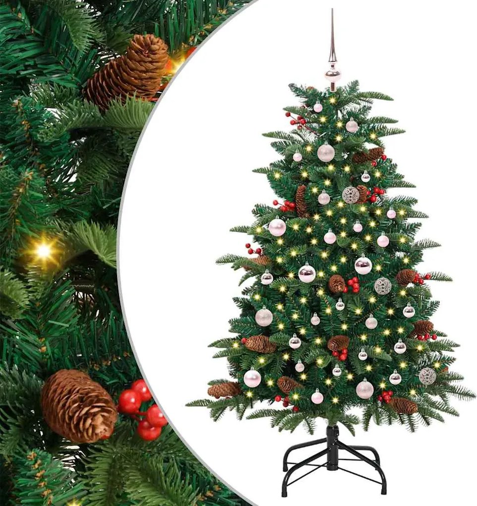 vidaXL Mű karácsonyfa 150 LED-del Zöld 150 cm PVC és Fém és Műanyag
