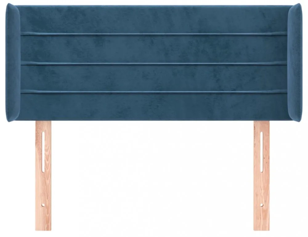 sötétkék bársony fejtámla 93x16x78/88 cm
