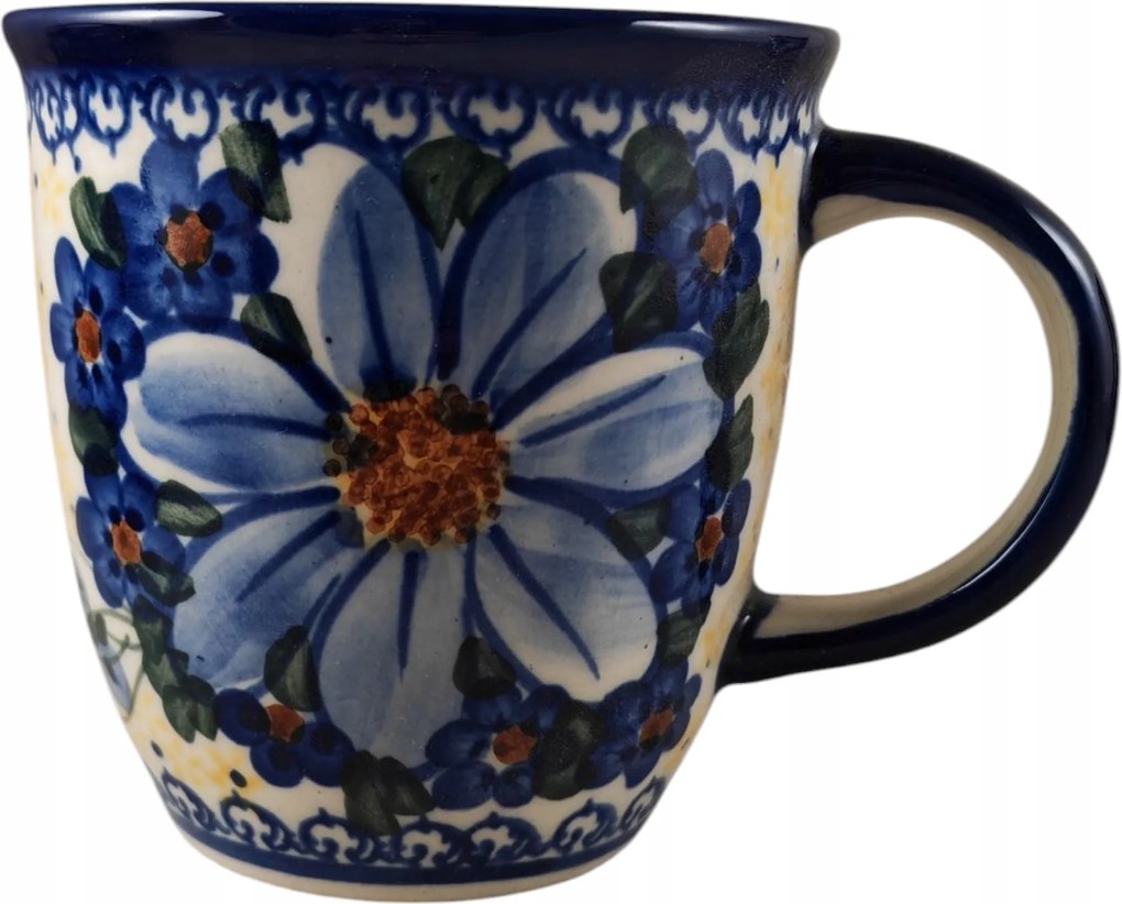 Kerámia Bögre Kb. 250 ml Festett Kék Virágok