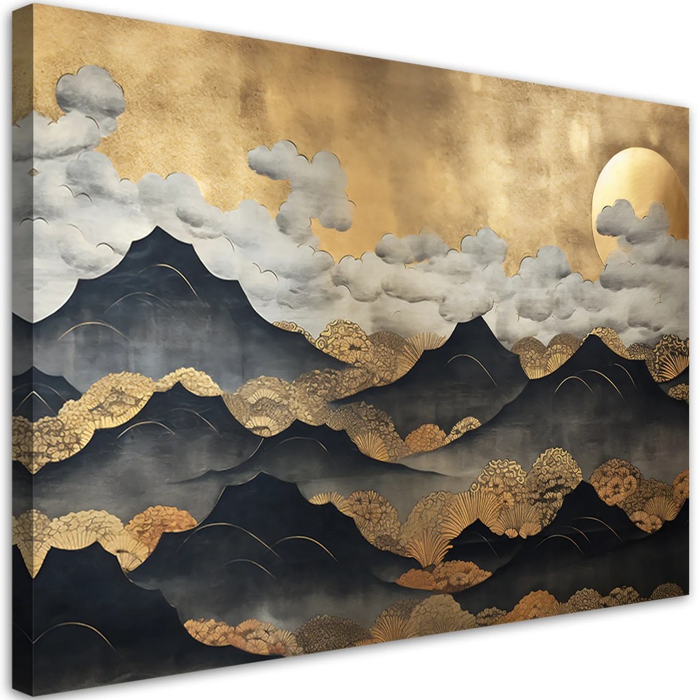 Gario Vászonkép Japán arany hegyi táj Méret: 60 x 40 cm