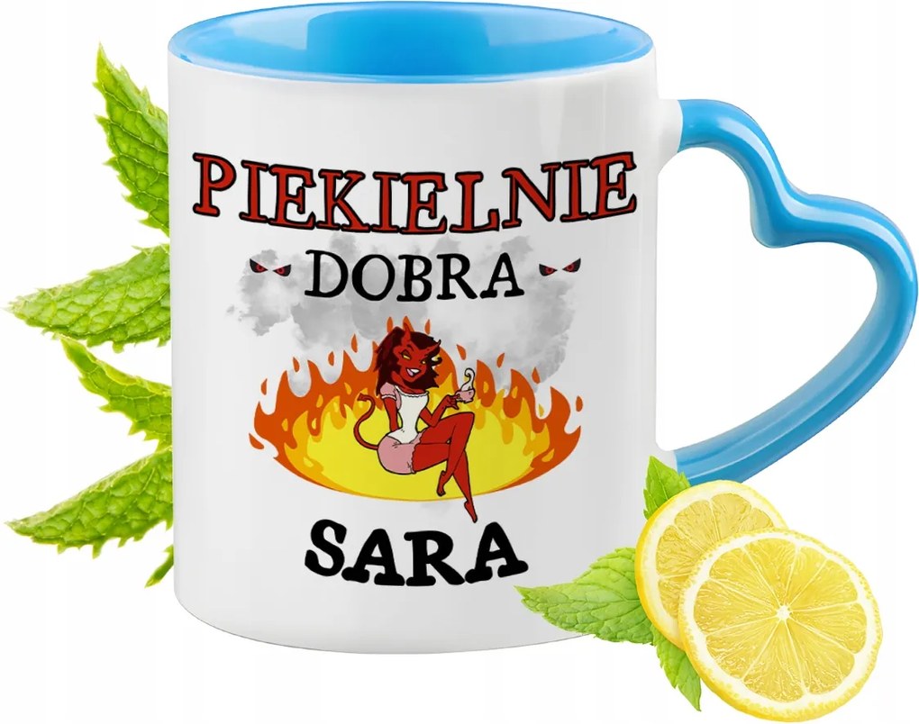 Sarah Kék Bögre Szív Alakú Füllel Ajándék Nyomtatott