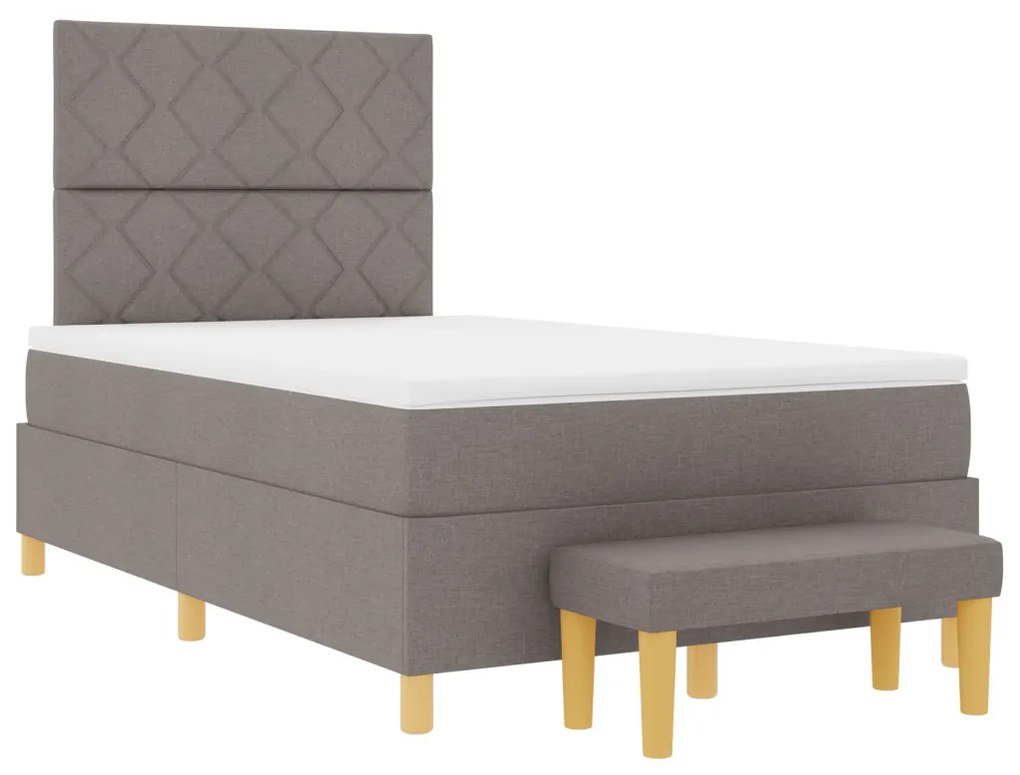 Box Spring ágy matraccal és padláccal taupe 120x190 cm szövet