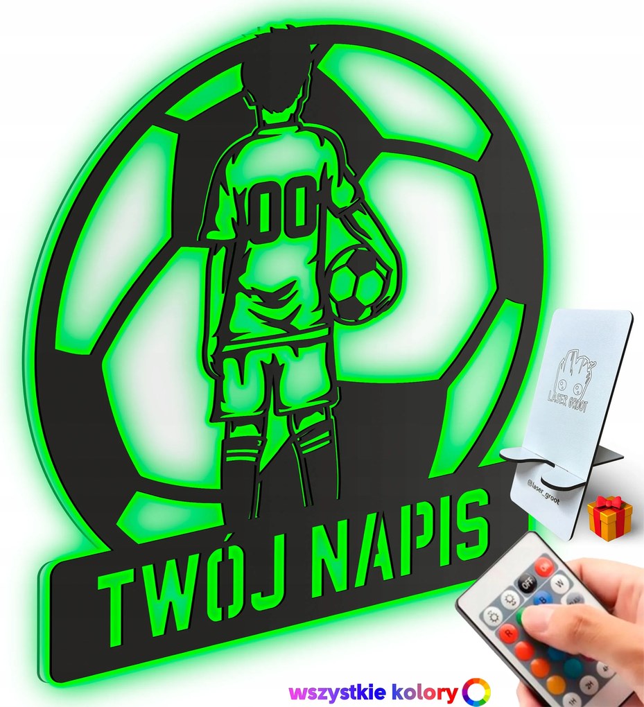 Rgb Led Éjszakai Lámpa Labdarúgó Név Számmal Távirányító Ajándék