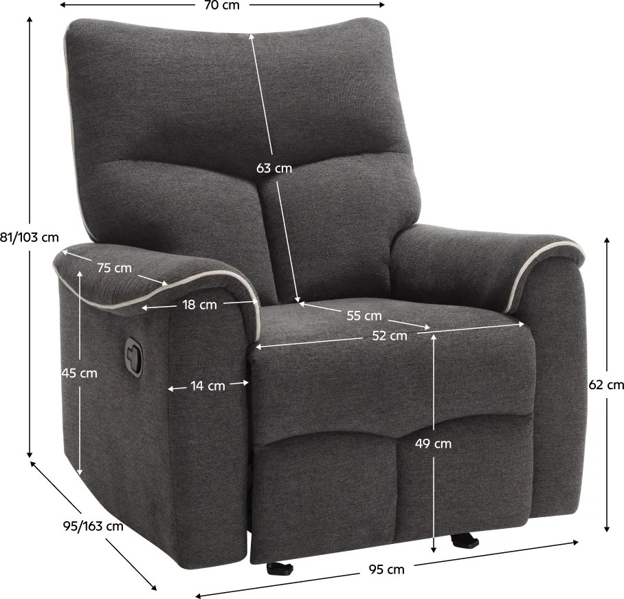 Relax fotel, sötétszürke/világosszürke, NADER