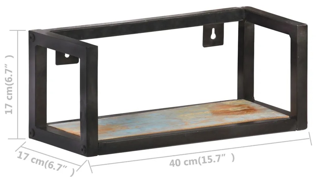 2 db tömör újrahasznosított fa fali polc 40 cm