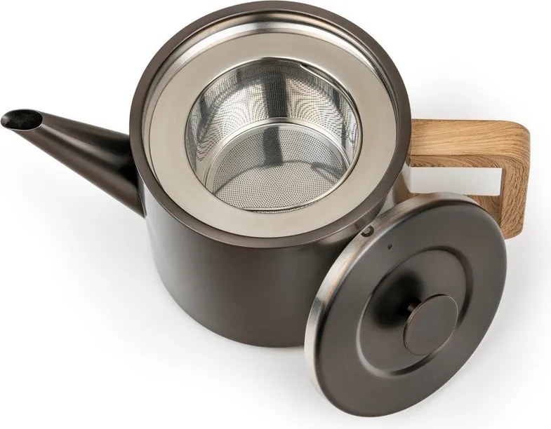 Szürke rozsdamentes acél teáskanna szűrővel 1,1 l Duet Narvik – Bredemeijer