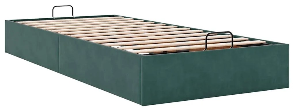 Ottomán ágykeret matrac nélkül Sötétzöld 90x200 cm bársony