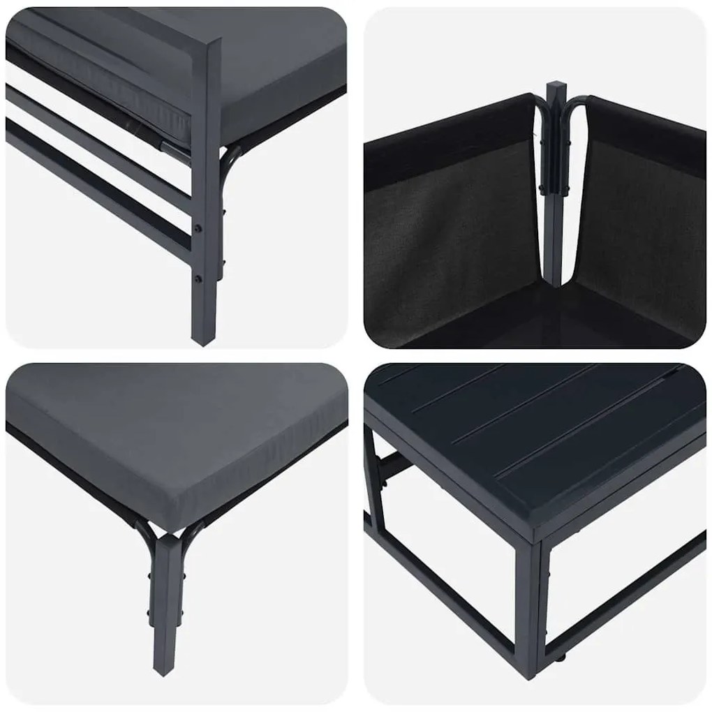 Kerti Kanapé Szett párnával 14 pcs Antracitszürke Acél