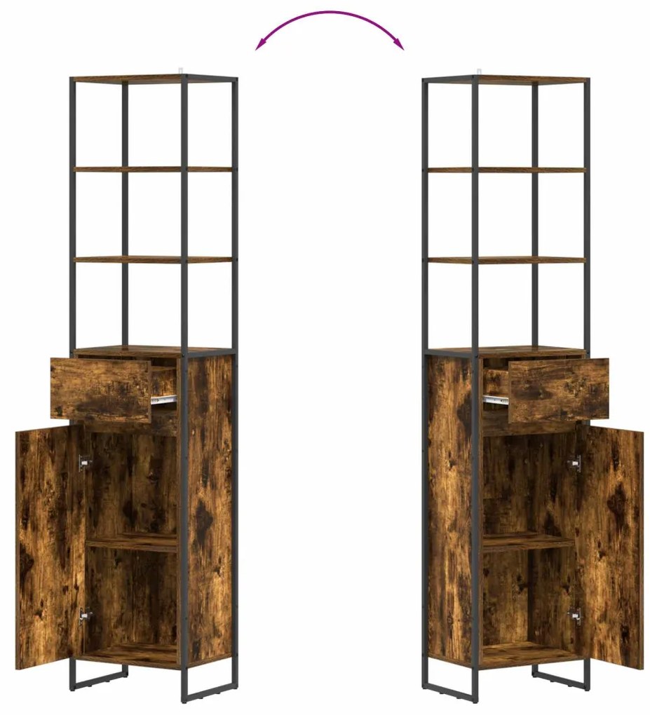 vidaXL Fürdőszoba Székény Füstös tölgy 40 x 30 x 180 cm Faanyag