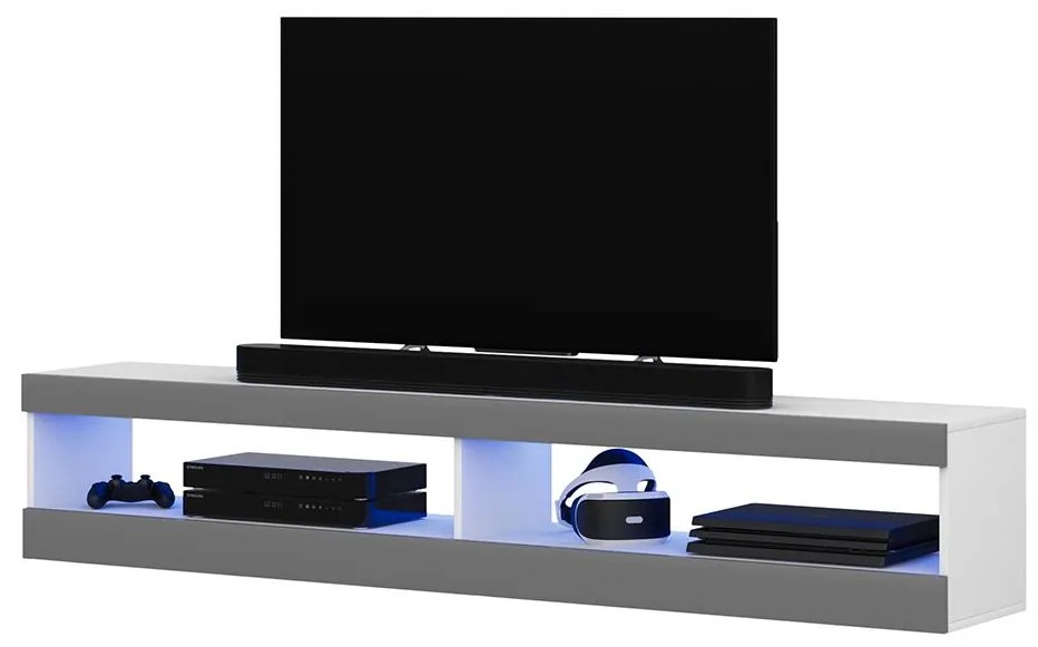 Tv szekrény/asztal Violett 140 (világítással) (fehér + szürke). 1098642