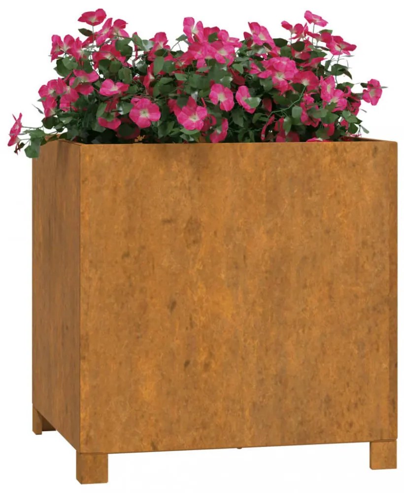 2 db rozsda színű corten acél növénytartó lábbal 49x47x50 cm