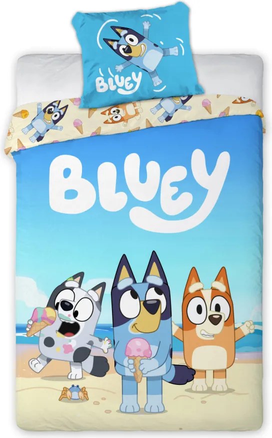 Bluey Beach Day gyerek, ovis ágyneműhuzat 100×135cm, 40×60 cm