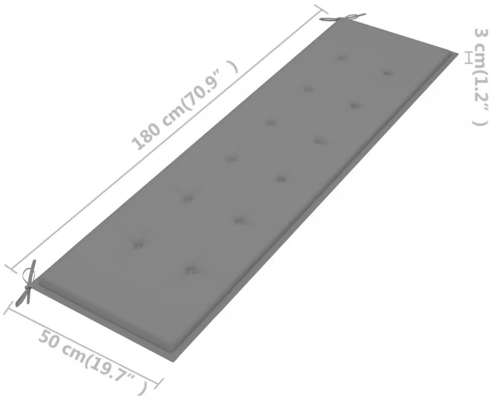 szürke oxford szövet kerti padpárna 180 x 50 x 3 cm