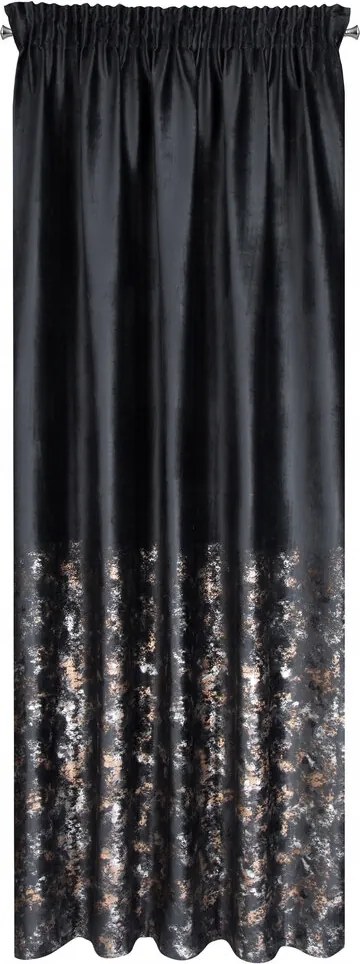 Mariela szalagfüggöny 140x270 fekete, márvány csíkkal