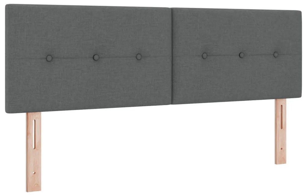 Boxspring ágy matraccal sötétszürke 140x200 cm szövet