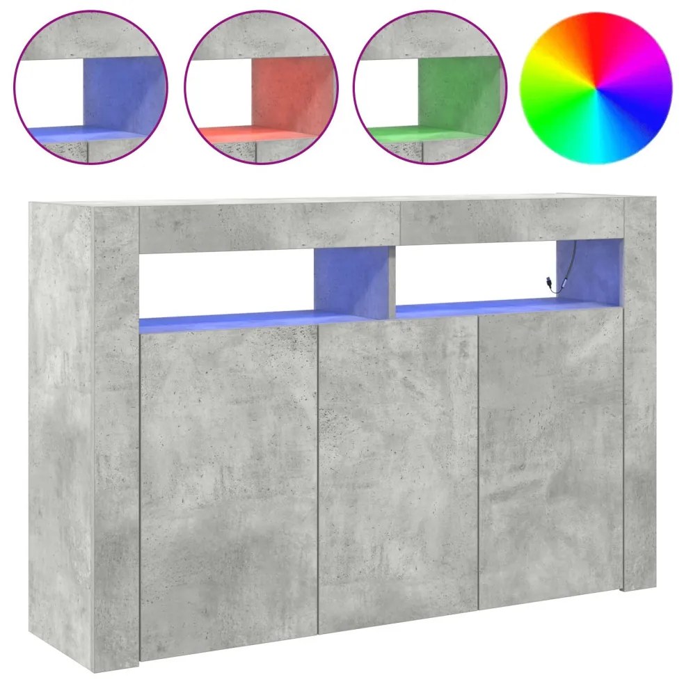 Oldalszekrény Beton Szürke Mérnöki Fa 116 x 30 x 75 cm Téglalap
