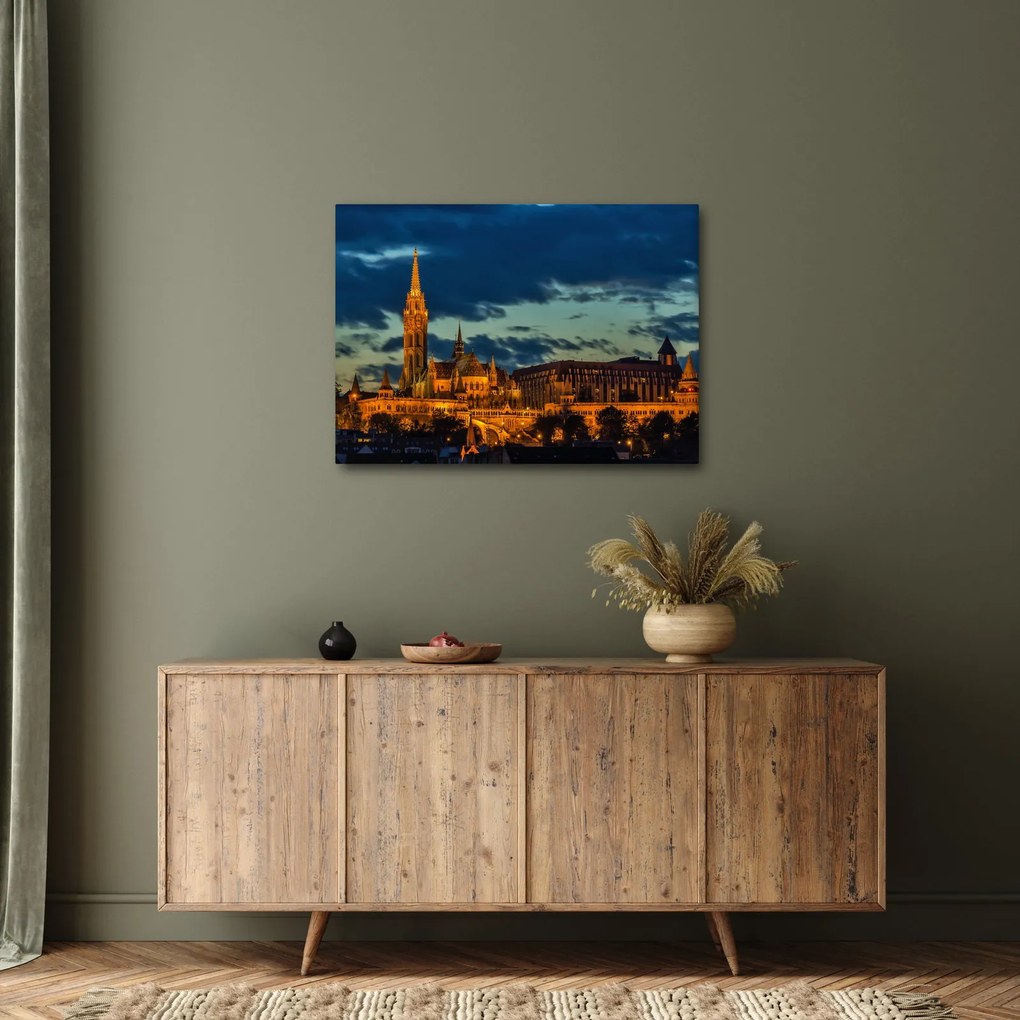 Kivilágított épületek képe (70x50 cm)