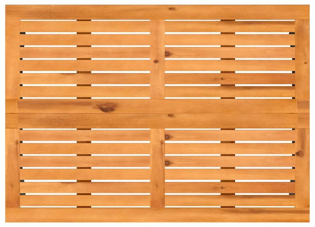szürke polyrattan akácfa lapos kerti asztal 105x75x72 cm