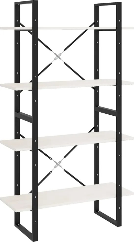 vidaXL négyszintes fehér tömör fenyőfa könyvszekrény 80 x 30 x 140 cm