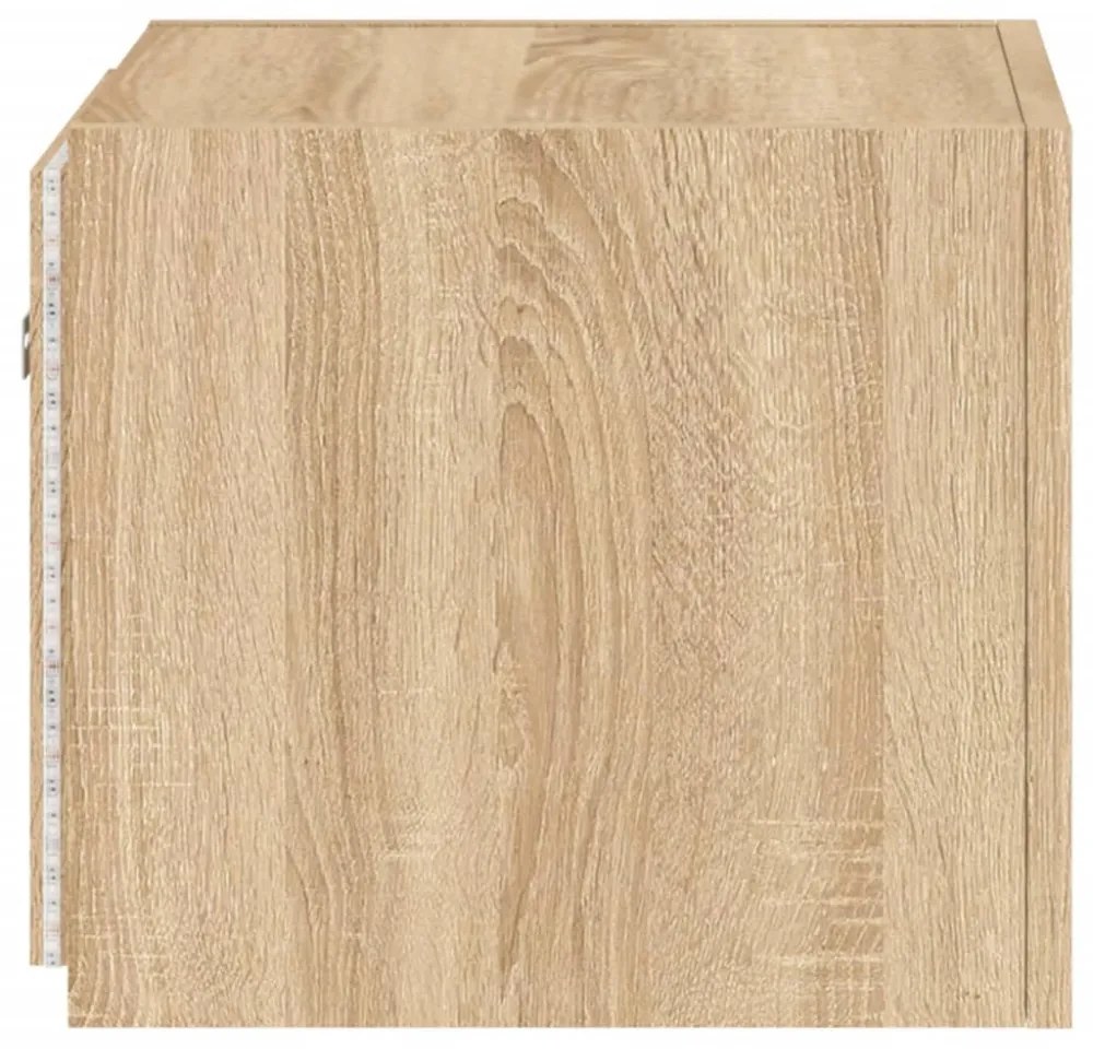 sonoma tölgy színű fali TV-szekrény LED-ekkel 30,5x35x30 cm