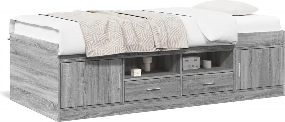 vidaXL szürke sonoma kanapéágy fiókkal matrac nélkül 100x200 cm