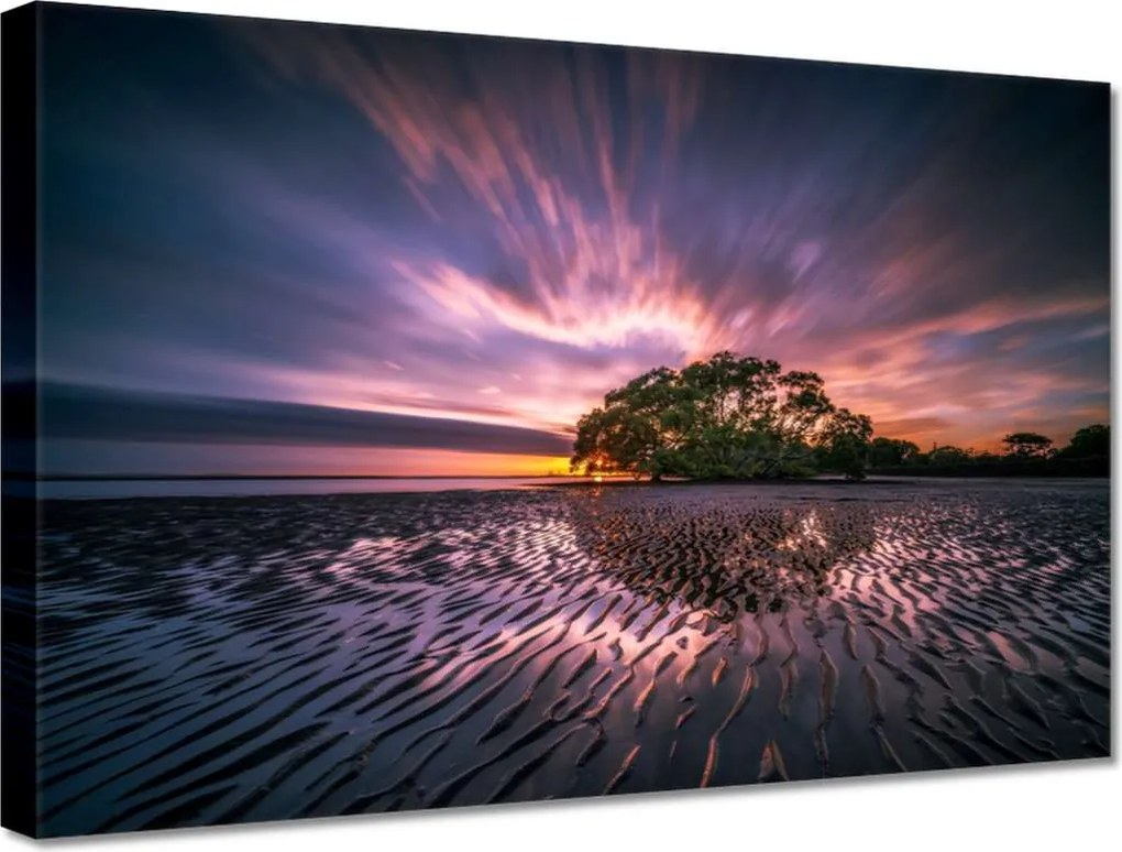 Vászonkép 30x20 Gyönyörű lila tájkép