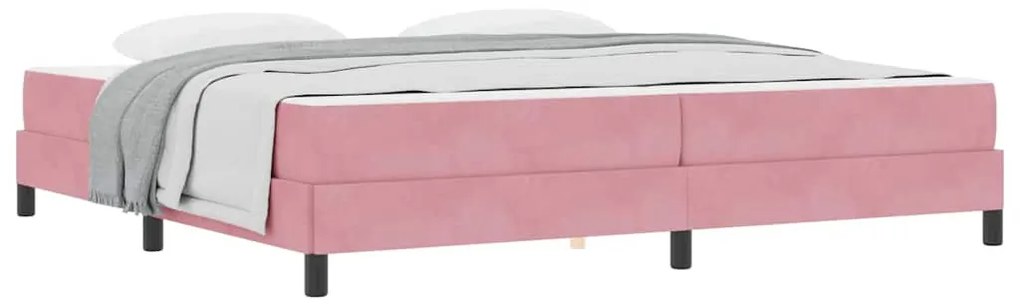 Boxspring ágy matraccal Rózsaszín 200 x 200 cm Bársony