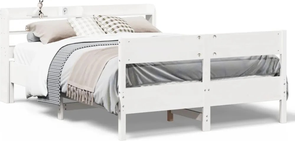 vidaXL fehér tömör fenyőfa ágy matrac nélkül 135 x 190 cm