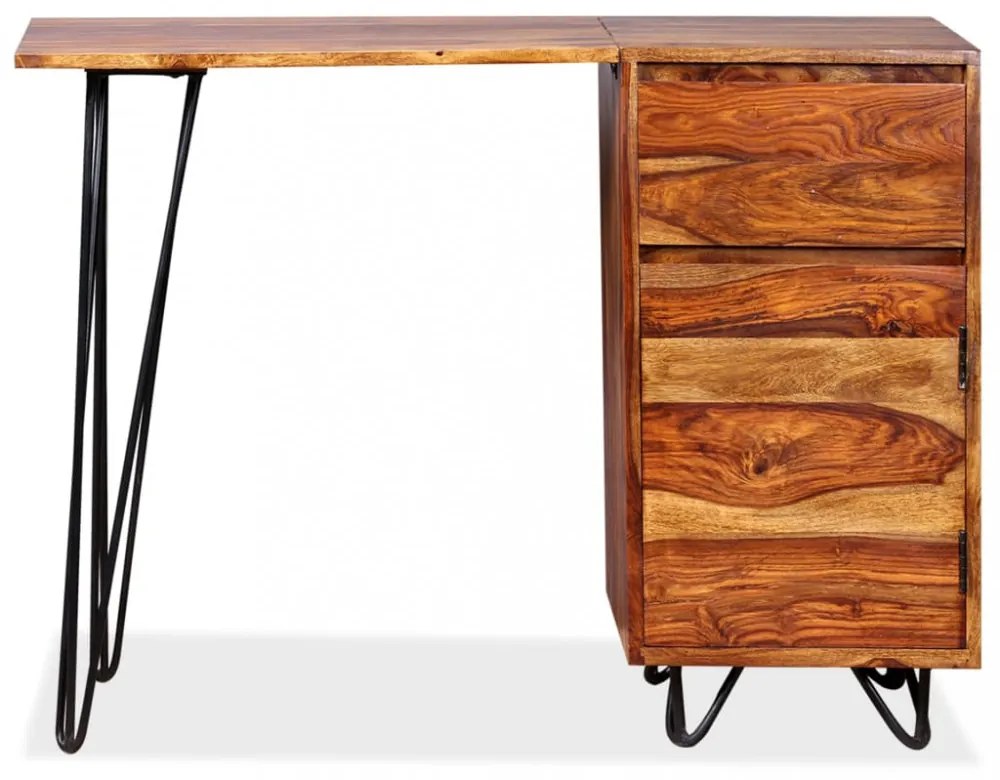 tömör akácfából íróasztal 1 fiókkal és 1 szekrénnyel