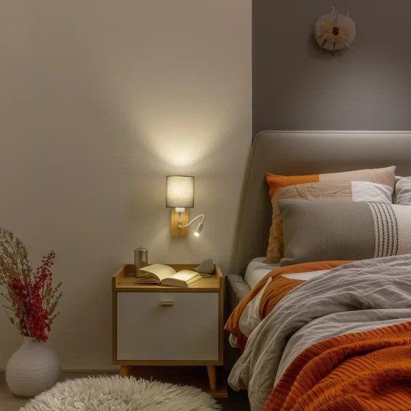 Brilagi - LED Fali lámpa NUBILA WOOD 1xE27/25W/230V + LED/3W tölgy/antracit