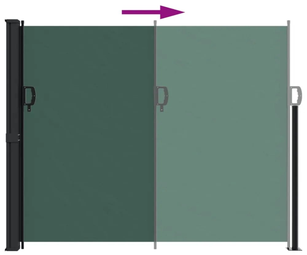 sötétzöld behúzható oldalsó napellenző 170 x 300 cm