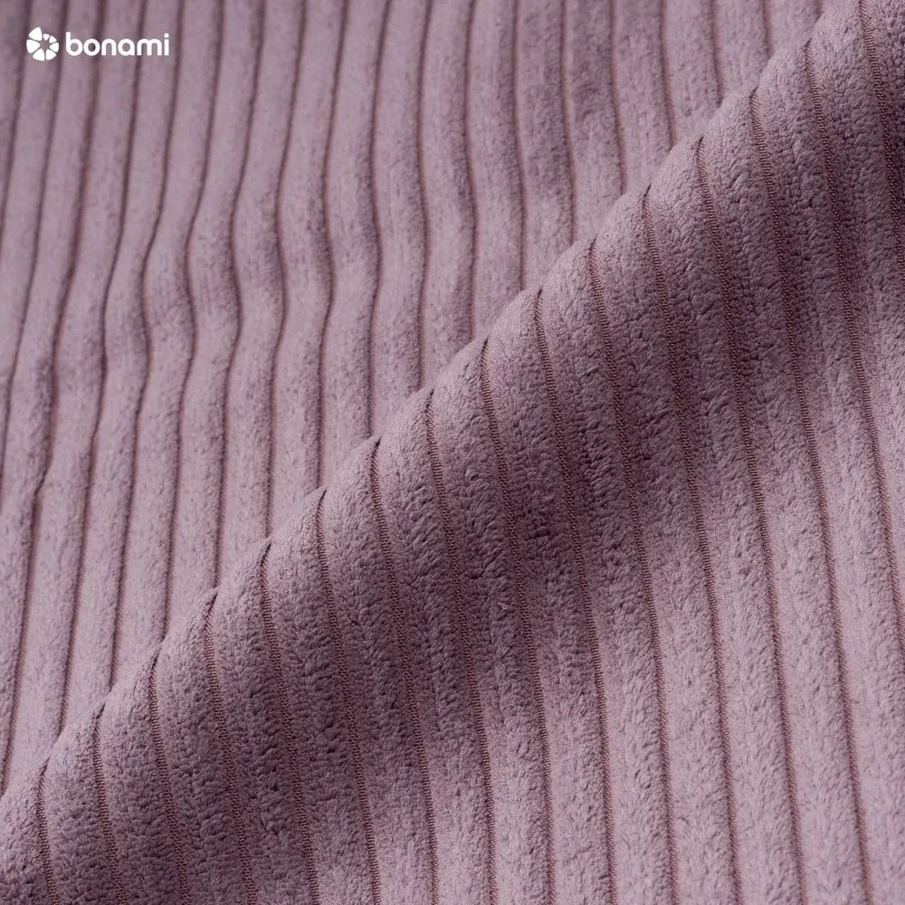 Rózsaszín kordbársony kinyitható sarokkanapé ("U" alakú) Nihad – Bobochic Paris