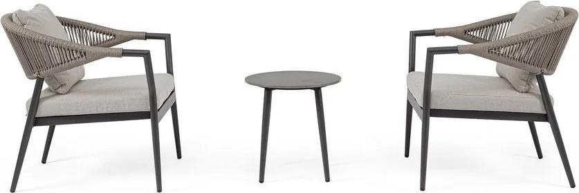 Khaki-szürkésbarna alumínium kétszemélyes kerti lounge szett Millor – Bizzotto