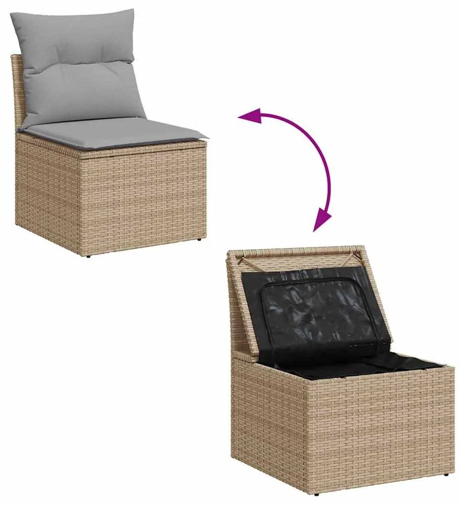 vidaXL Kerti Kanapé Szett 9 pcs Beige és Világosszürke Polyrattan