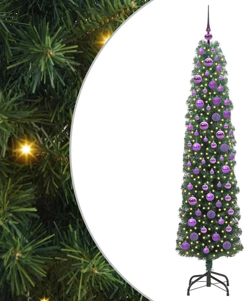 vidaXL Mű karácsonyfa 300 LED-del Zöld 180 cm PVC, acél és műanyag