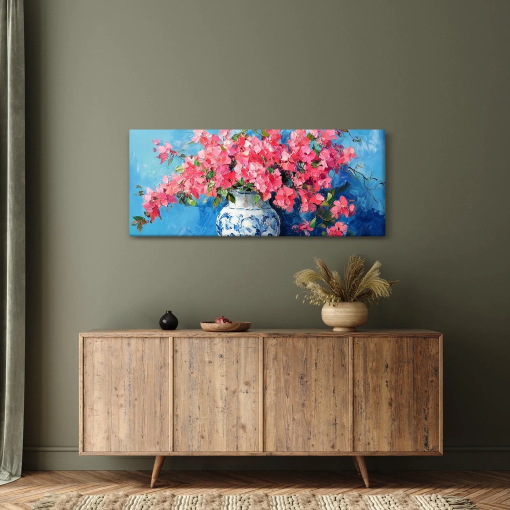 Kép - Váza rózsaszín virágokkal (120x50 cm)