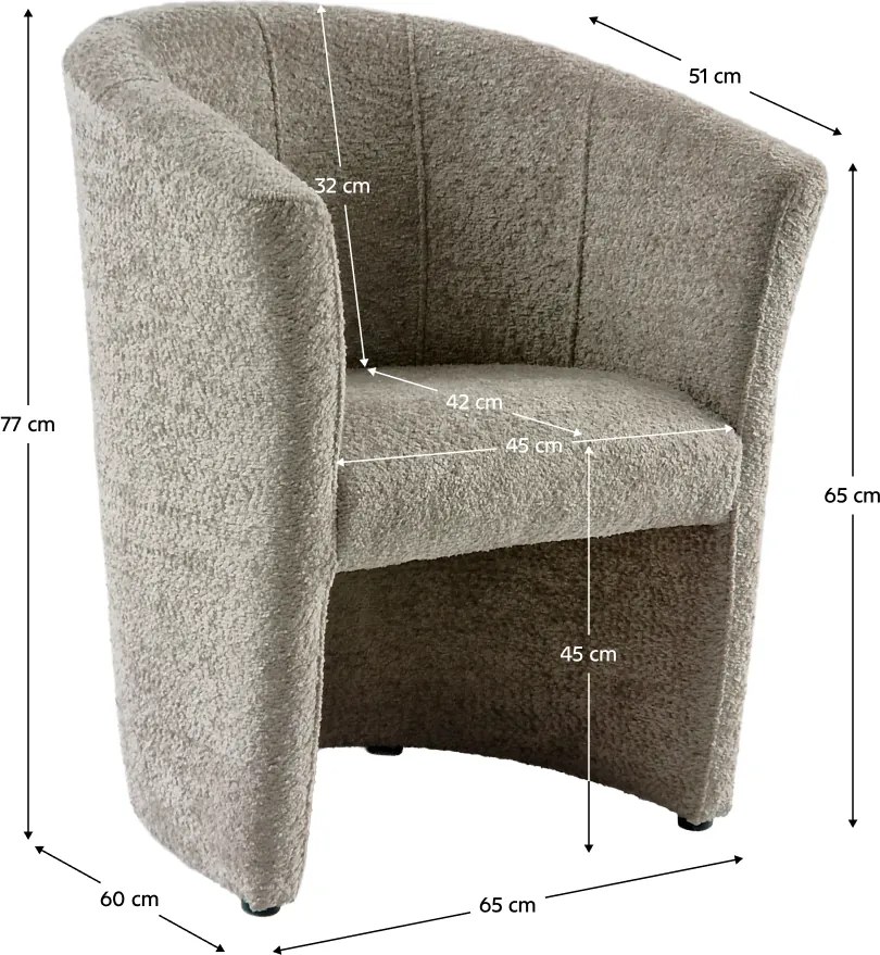 Klub fotel, szürkésbézs Taupe Coral anyag, CUBA