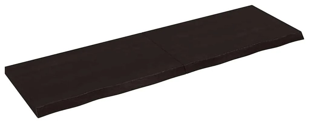 sötétbarna kezelt tömör fa fürdőszobai pult 200x60x(2-6) cm