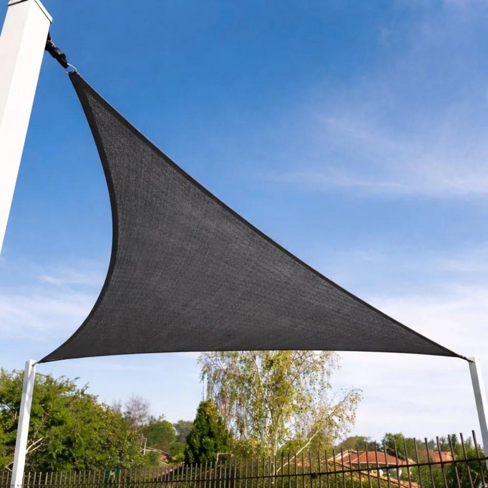 Napvitorla - árnyékoló teraszra, háromszög alakú 5x5x7 m Grafit színben - HDPE anyagból