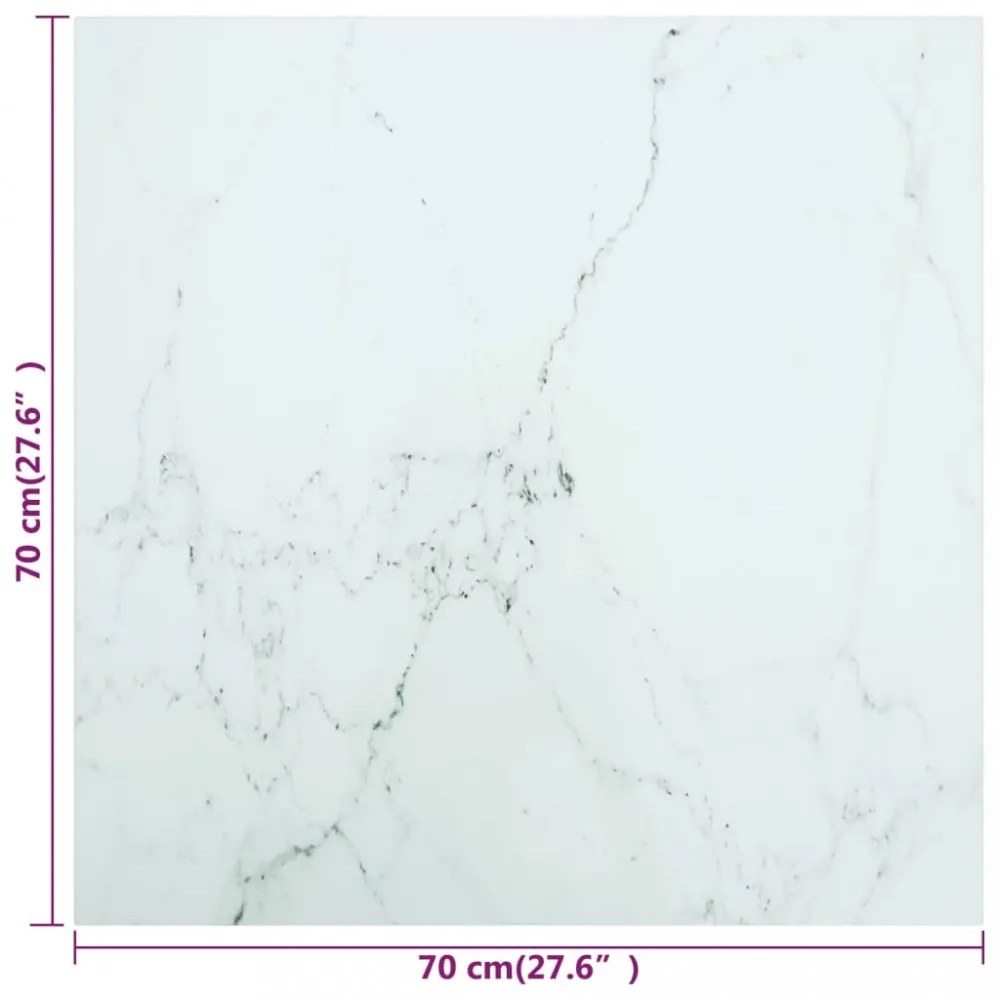 fehér edzett üveg asztallap márványdizájnnal 70 x 70 cm 6 mm