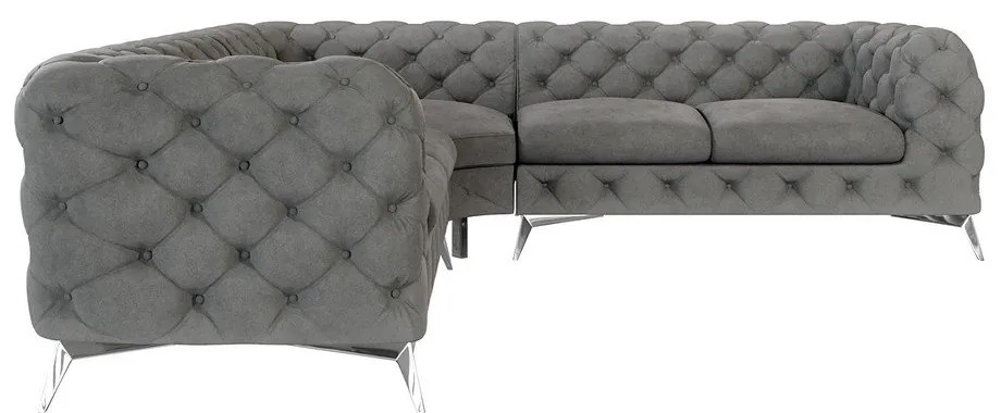 Szürke bársony sarokkanapé Chelsea – Ropez