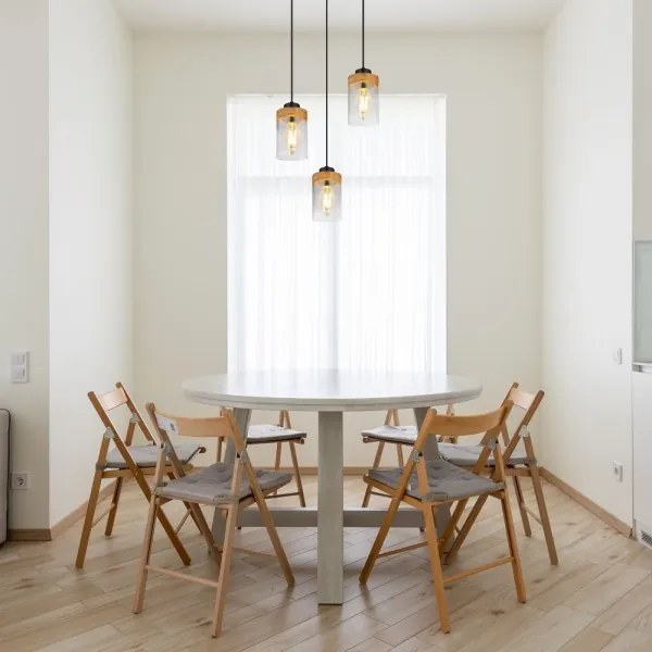 Globo 15557-3H - Finca 3 ágú függeszték 3xE27/40W/230V fém/fa