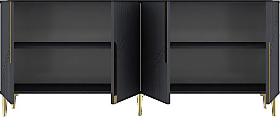 Evva komód, antracit-arany, 125 cm