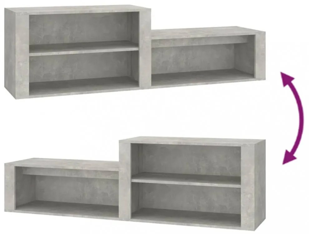 betonszürke szerelt fa cipőszekrény 150x35x45 cm