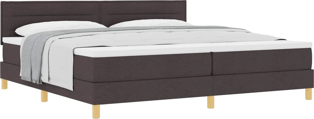 vidaXL Boxrugós ágy matracmal Sötét Barna 200 x 200 cm szövet