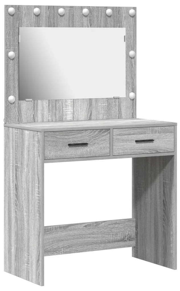 Öltözködőasztal LED fényekkel Szürke Sonoma 78,5x41x135 cm