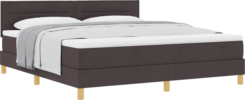 vidaXL Boxrugós ágy matracmal Sötét Barna 180 x 200 cm szövet