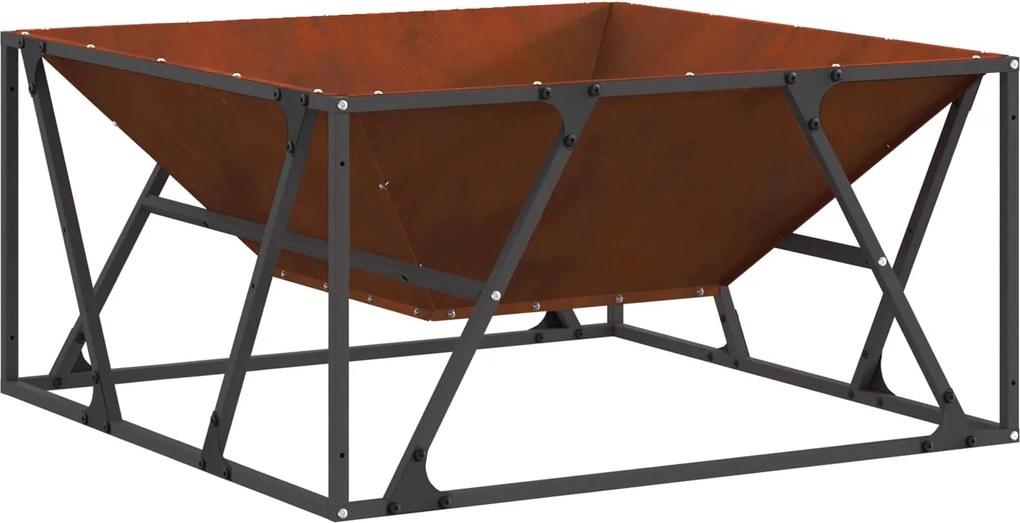 vidaXL Tűzrakó Barna 80 x 80 x 40 cm Időjárásálló acél