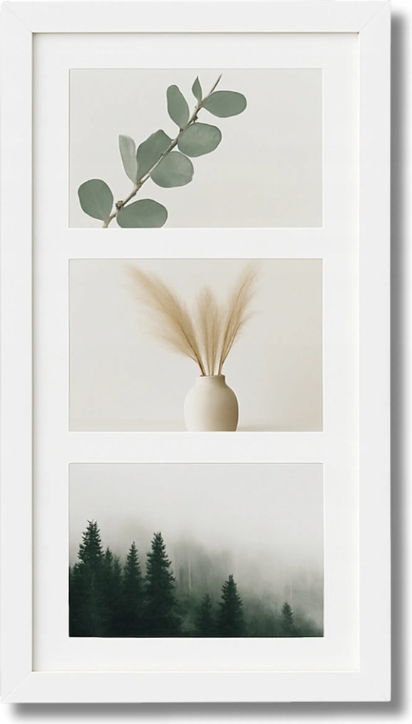 Hármas képkeret 3 képhez rajzok multikeret 20,5 x 37,5 cm fehér