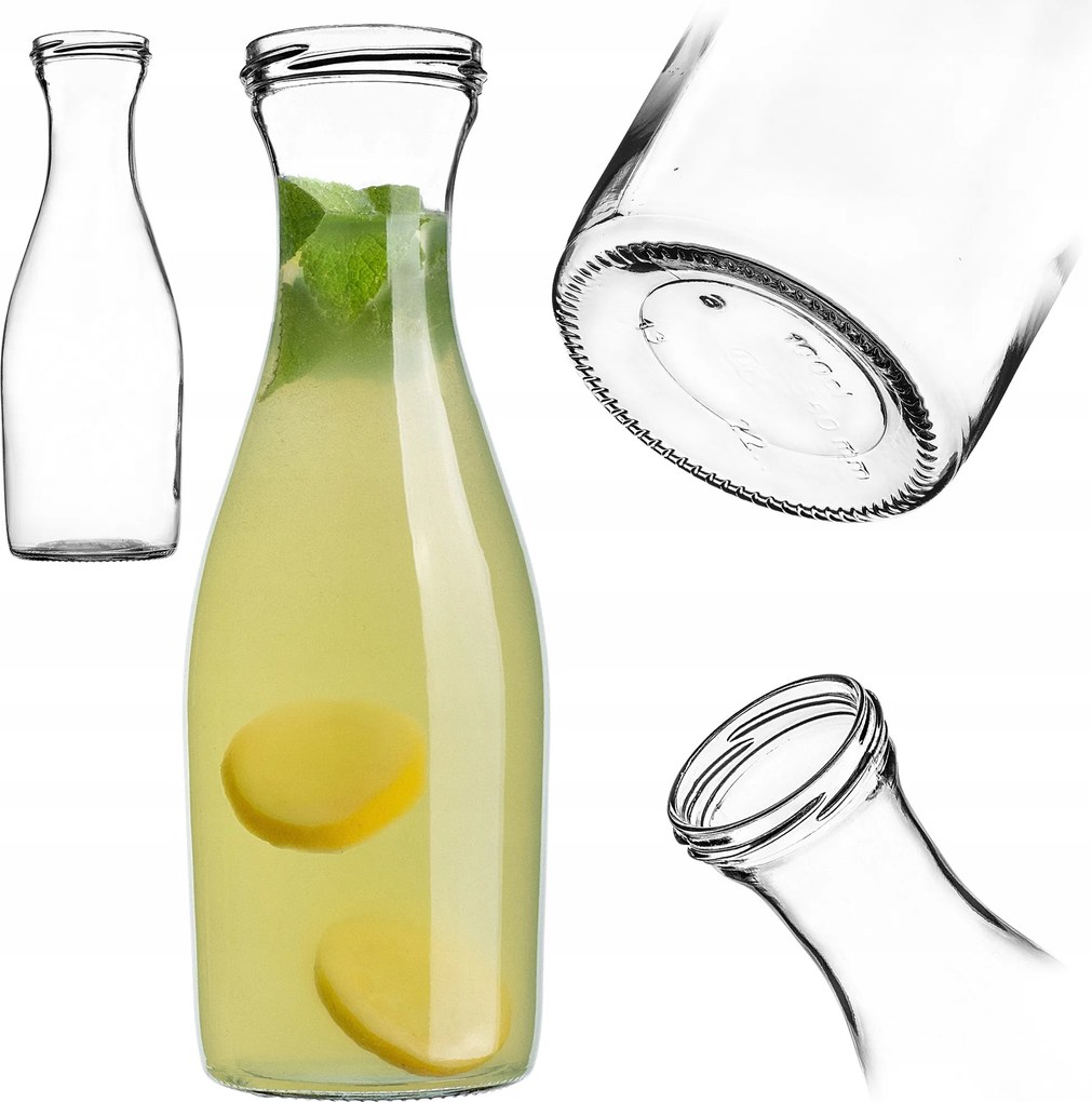 Karafka Vizes Palack 1L 1000 ml Limonádé Bor Italok Üveg Kancsó